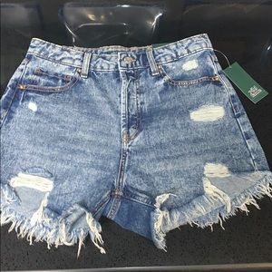 NWT High Rise Frayed Hem Blue Jean Shorts